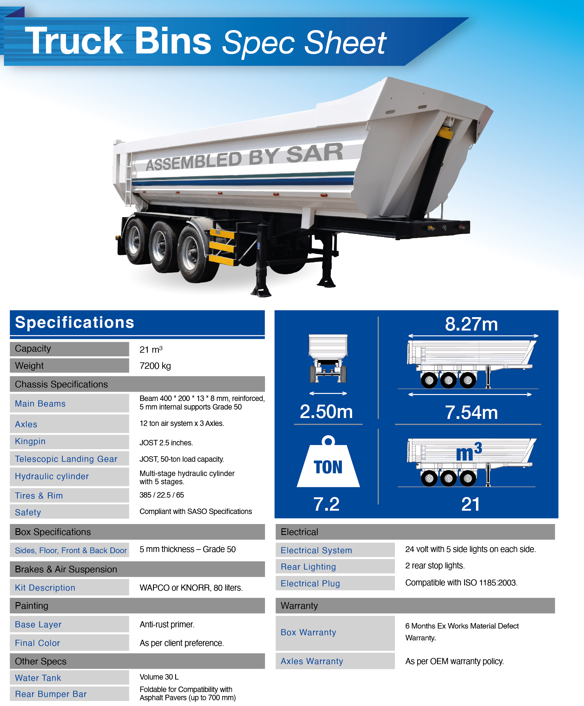 TRUCK BINS Specs Sheet 25-01