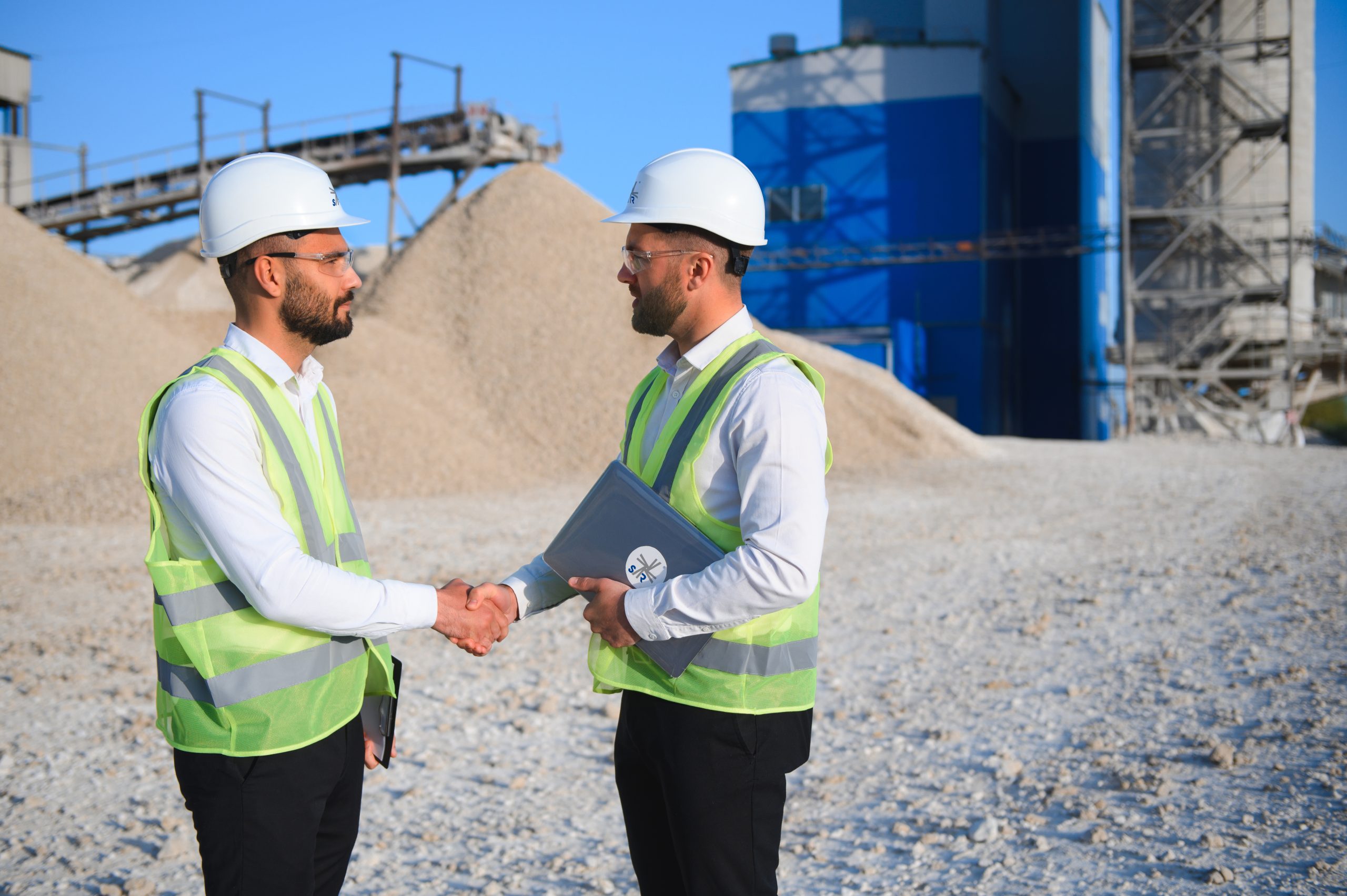 Engineers at a stone crushing plant.